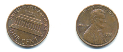 США 1 ЦЕНТ 1976 ЛИНКОЛЬН KM 201 медь цинк 179-334