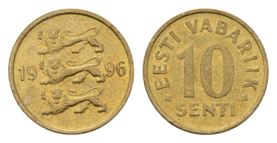 Эстония 10 сентов 1996 KM 22 латунь UNC 4696-147