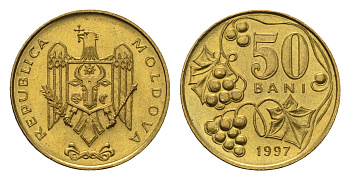 Молдавия (Молдова) 50 бань (бани) 1997 KM 10 сталь плакированная латунью UNC 4687-1248