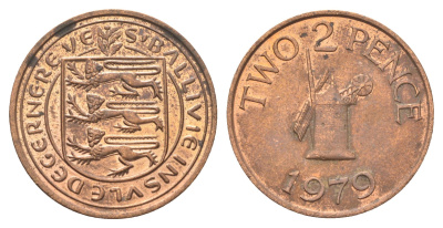 Гернси 2 пенса 1979 Елизавета II (1952-2022), ветряная мельница KM 28 бронза 4703-1151