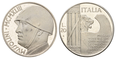 Италия фентезийная монета - жетон - 20 лир 1928 диаметр 35,5 мм, вес 15,9 гр никель 4667-1023