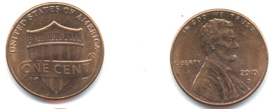 США 1 ЦЕНТ 2010 D ЛИНКОЛЬН KM NEW цинк плакированный медью UNC 179-624