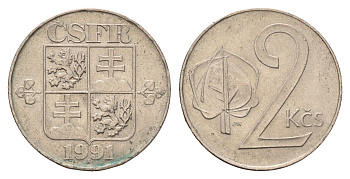 Чехословакия 2 кроны 1991 KM 148 медно-никель 4703-852