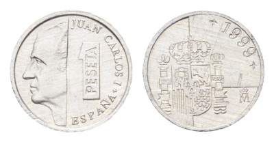 Испания 1 песета 1999 Хуан Карлос I (1975-2014) KM 832 алюминий 4705-1065