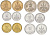 Таиланд набор из 6 монет (1, 5, 10, 25 и 50 сатангов; 1 бат) 1996 BE 2539, Рама IX (1946-2016), 50 лет правлению Короля Рамы IX KM 342, 343, 344, 345, 346 и 347 алюминий, алюминиевая бронза, медно-никель UNC N6-33