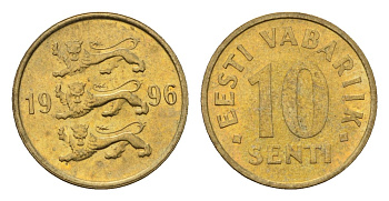 Эстония 10 сентов 1996 KM 22 латунь UNC 4696-146