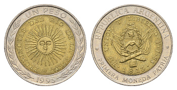 Аргентина 1 песо 1995 KM 112 биметалл 4571-321