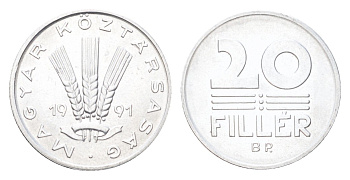 Венгрия 20 филлеров 1991 KM 676 алюминий UNC 4705-1114
