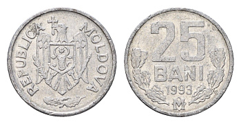 Молдавия (Молдова) 25 бань (бани) 1993 KM 3 алюминий 4694-1061