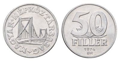 Венгрия 50 филлеров 1974 BP мост Елизаветы в Будапеште KM 574 алюминий UNC 186-1112