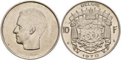 Бельгия 10 франков 1970 Belgie KM 156.1 никель    4187-442
