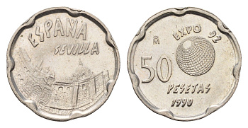 Испания 50 песет 1990 Expo '92, Город Севилья KM 853 медно-никель UNC 4684-1114