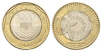 Колумбия 1000 песо 2021 KM 299 биметалл UNC 4698-234