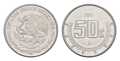 Мексика 50 сентаво 2015 Mo KM 936 нержавеющая сталь UNC 4636-518