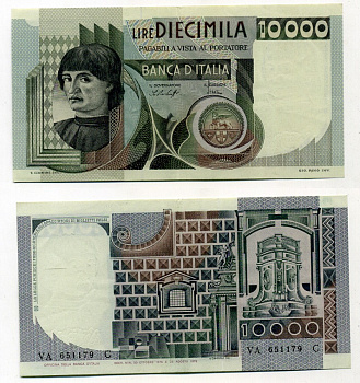 Италия 10000 лир 1976 Pick 106а бумага 6279-5-1-2