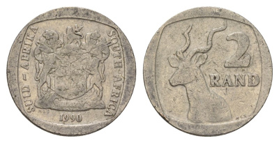 ЮАР 2 ранда 1990 KM 139 медь плакированная никелем 4626-1054