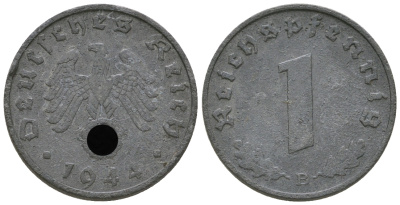 Германия 1 рейхспфенниг 1944 B KM 97, J. 369 цинк 4668-1145