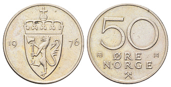Норвегия 50 эре 1976 Улаф V (1957-1991) KM 418 медно-никель 4701-548