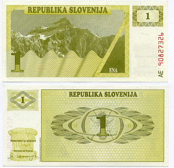 Словения 1 толар 1990 Pick 1 a бумага UNC (пресс) 7486-37-1-2