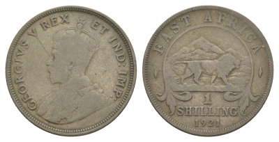Британская Восточная Африка 1 шиллинг 1921 Георг V (1910- 1936) KM 21 серебро 4178-414