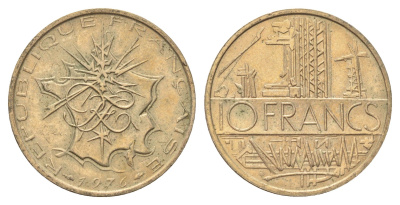 Франция 10 франков 1976 KM 940 медь алюминий никель 4704-445