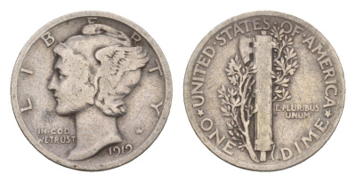 США 10 центов (дайм) 1919 KM 140 серебро 4655-517
