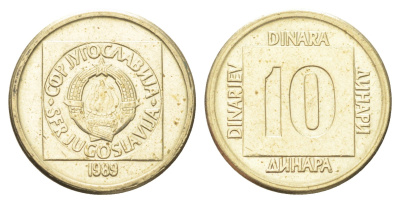 Югославия 10 динаров 1989 KM 131 латунь 4702-645