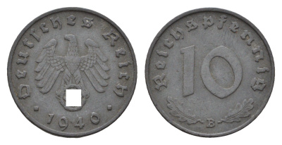 Германия 10 рейхспфеннигов 1940 B KM 101, J. 371 цинк 4697-746