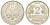 ФРГ 2 марки 1951 F J 386, KM 111 медно-никель плакированный никелем 1515-2114