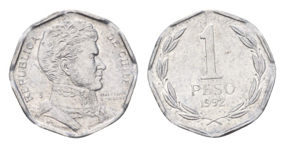 Чили 1 песо 1992 KM 231 алюминий UNC 4689-154