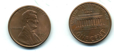 США 1 ЦЕНТ 1994 D, ЛИНКОЛЬН KM 201b цинк плакированный медью 46-943