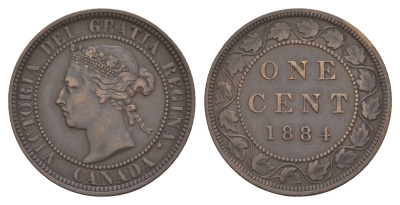 Канада 1 цент 1884 Виктория (1837-1901) KM 7 бронза 4654-1214