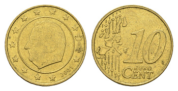 Бельгия 10 евроцентов 2001 KM 227 нордик 4685-1119