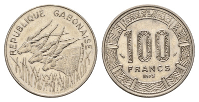 Габон 100 франков 1975 KM 13 никель UNC 4671-131