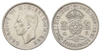 Великобритания 1 флорин = 2 шиллинга 1941 Георг VI (1936-1952) KM 855, Spink 4081 серебро 60-1212