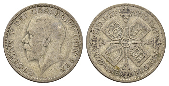 Великобритания 1 флорин = 2 шиллинга 1929 Георг V (1910-1936) KM 834, Spink 4038 серебро 60-1055