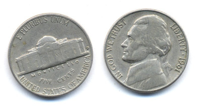 США 5 ЦЕНТОВ 1961 D KM A192 медно-никель 35-1347