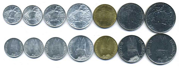 Ватикан набор из 7 монет 1966 Павел VI (1963-1978), шепард (пастух) KM 84, 85, 86, 87, 88, 89, 90   UNC 4691-951-957