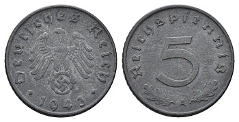 Германия 5 рейхспфеннигов 1943 A KM 100, J. 370 цинк 4682-931