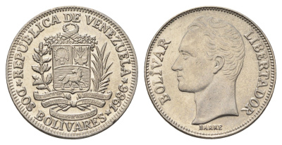 Венесуэла 2 боливара 1986 Симон Боливар Y 43 никель 4698-752