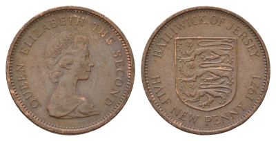 Джерси 1/2 нового пенни 1971 Елизавета II (1952-2022) KM 29 бронза 4682-515