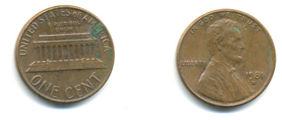 США 1 ЦЕНТ 1981 D, ЛИНКОЛЬН KM 201 медь цинк 179-351