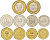 Бахрейн лот из 5 монет 2005-2009 (5, 10, 25, 50, 100 филс), одна монета биметалл UNC M86-07