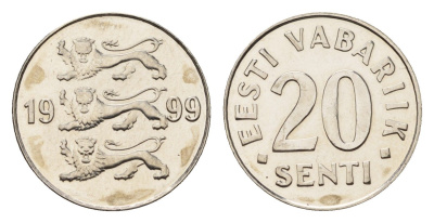Эстония 20 сентов 1999 KM 23a сталь плакированная никелем UNC 4694-1239