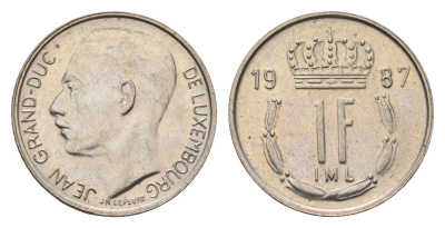 Люксембург 1 франк 1987 Великий герцог Жан (1964-2000) KM 59 медно-никель 4708-331