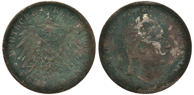 Пруссия 5 марок 1907 Вильгельм II (1888-1918) KM 523, J.104 серебро    3711-144