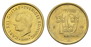 Швеция 10 крон 2005 Карл XVI Густав (1973-) KM 895 нордик UNC 4657-1247