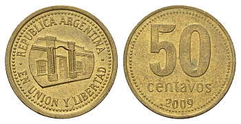 Аргентина 50 сентаво 2009 KM 111 алюминиевая бронза 4573-955