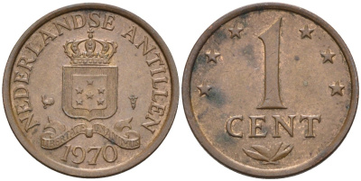 Нидерландские Антилы 1 цент 1970 Юлиана (1948-1980) KM 8 бронза 4564-1063
