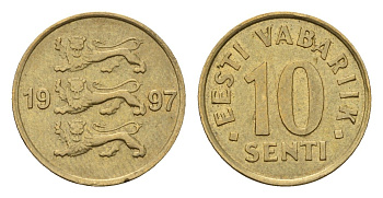 Эстония 10 сентов 1997 KM 22 латунь UNC 4696-169